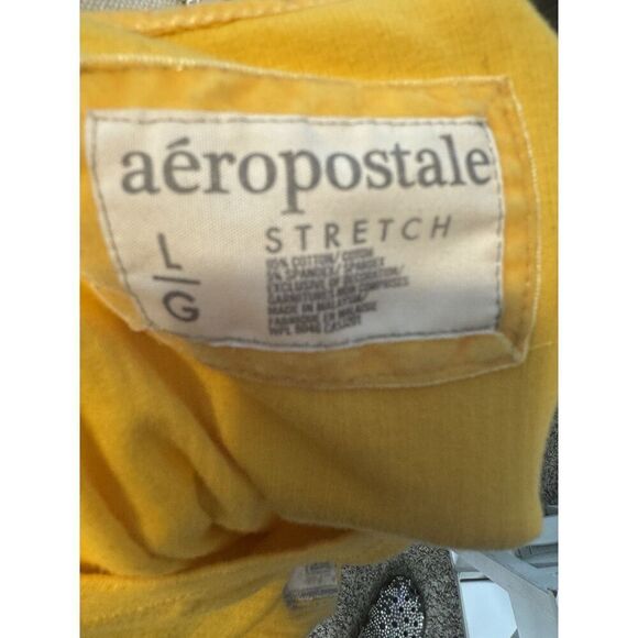 Yellow Long Sleeve AERO Ladies Shirt 3/4 Button Down Y2K Retro Rare Find Sz L - Picture 4 of 5